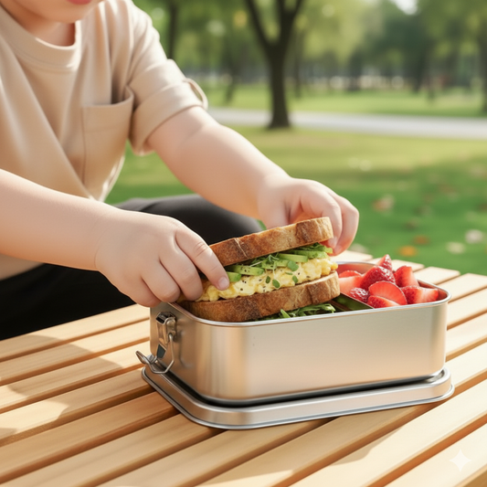 Stainless steel lunch box, plastic free, non-toxic