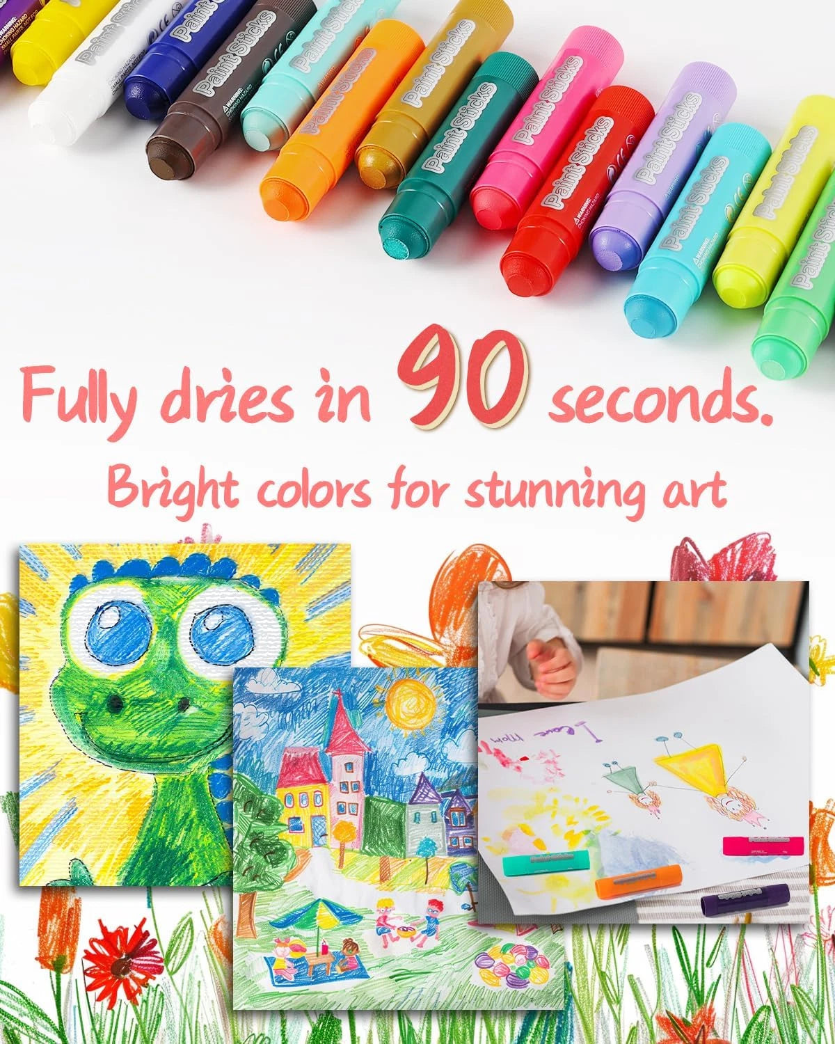 12-Colour Paint Sticks - Crayons for Kids