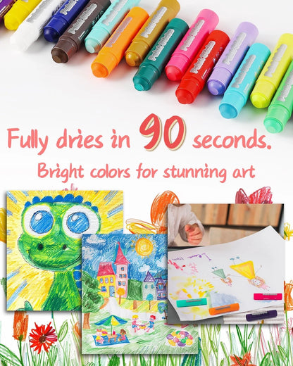 12-Colour Paint Sticks - Crayons for Kids