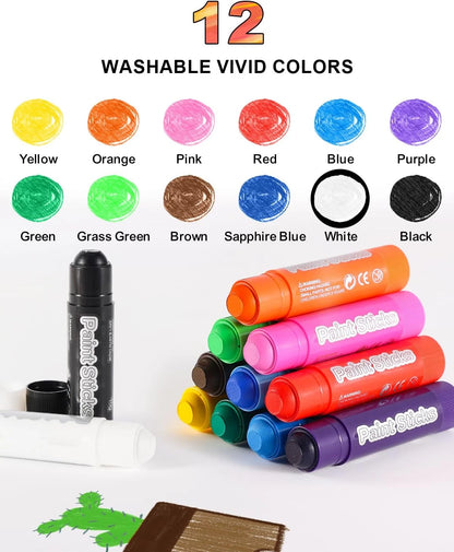 12-Colour Paint Sticks - Crayons for Kids