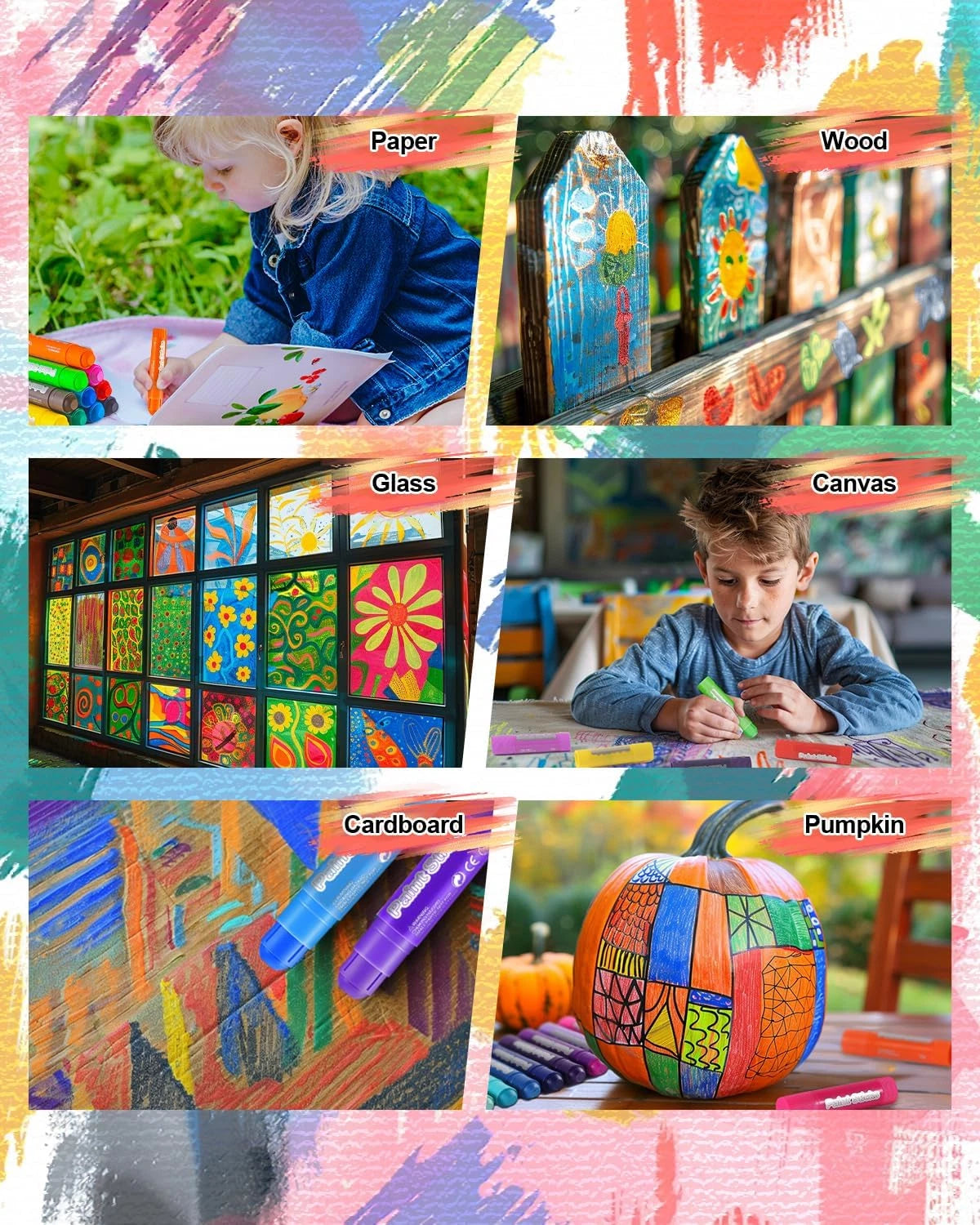 12-Colour Paint Sticks - Crayons for Kids