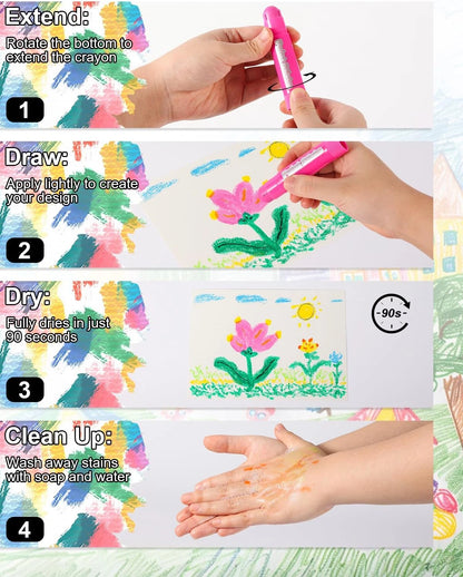 12-Colour Paint Sticks - Crayons for Kids