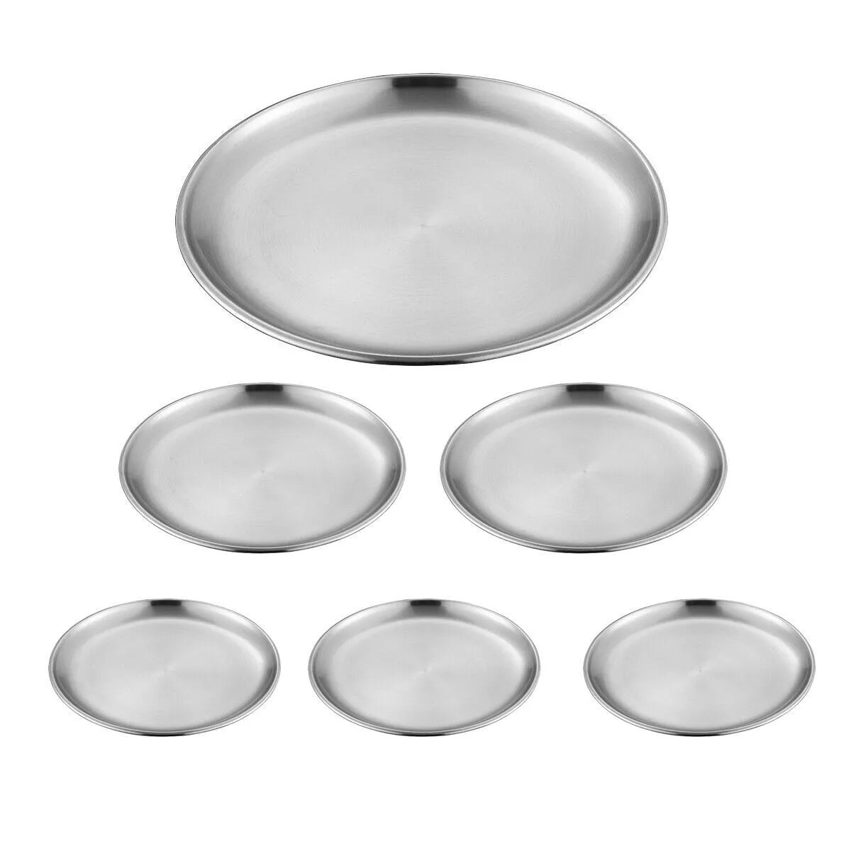 Stainless Steel Family Dinner Plate Set (6-Pack)